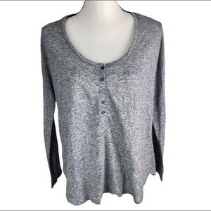 Victorias Secret Pajama Top Heathered Gray Long Sleeve Henley Night Shirt Size S
